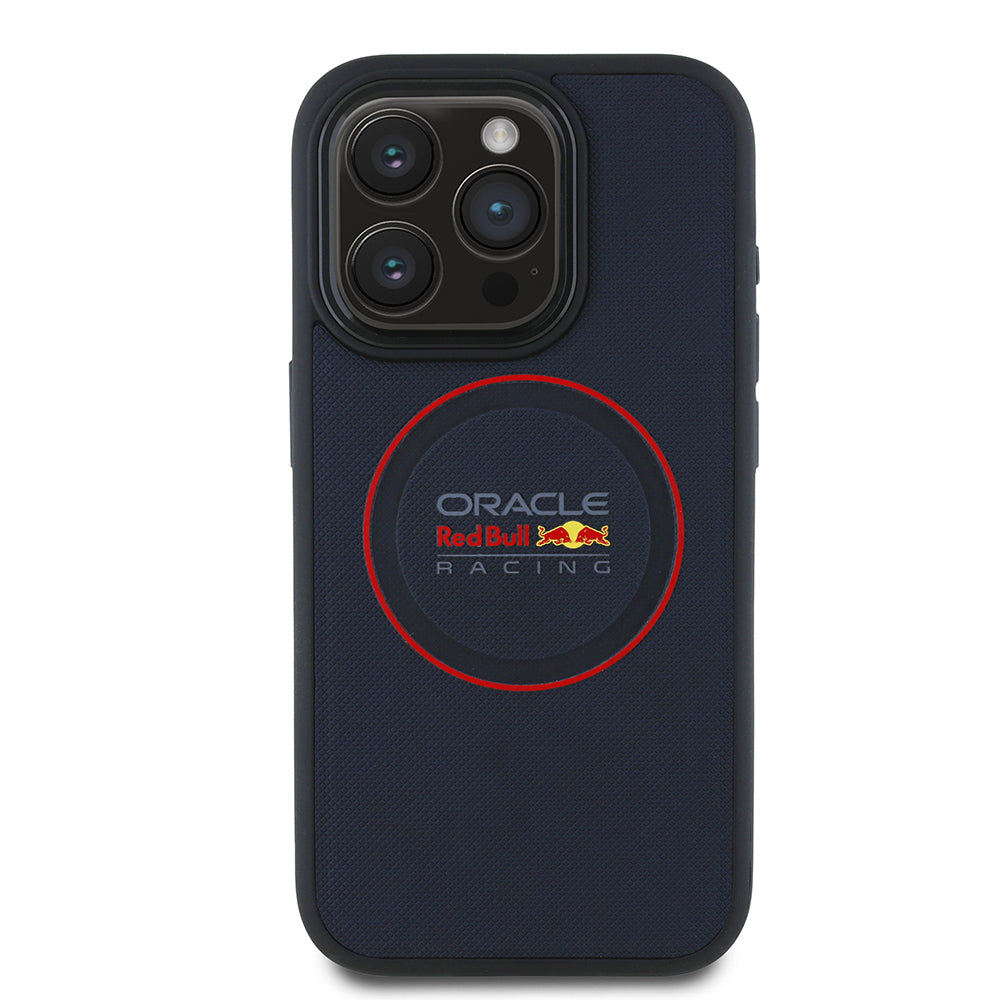 Apple iPhone 15 Pro Max Redbull Orjinal Lisanslı M-safe Şarj Özellikli Kırmızı Halka ve Logo Kabartmalı PU Deri Kılıf