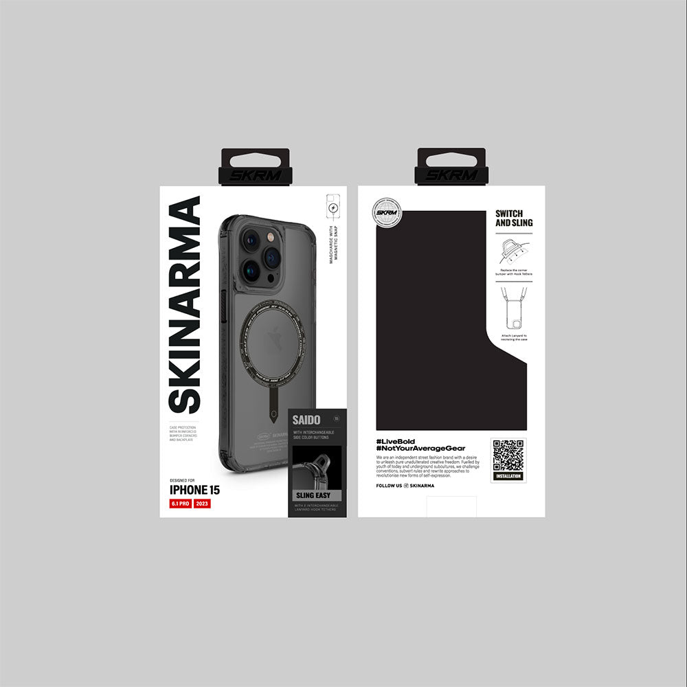 SkinArma iPhone 15 Pro Max Şeffaf Airbag Tasarımlı M-safe Şarj Özellikli Saido Kılıf