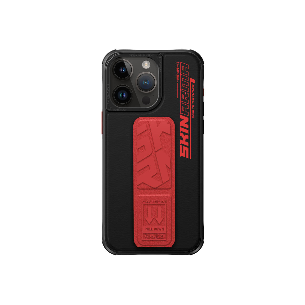 SkinArma iPhone 15 Pro Max Standlı Deri Görünümlü Slate Kılıf