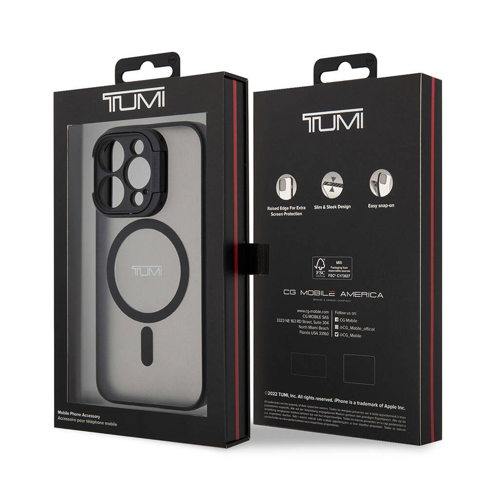 TUMI iPhone 15 Pro Max Orjinal Lisanslı M-safe Şarj Özellikli Kamera Standlı Buzlu Mat Kılıf