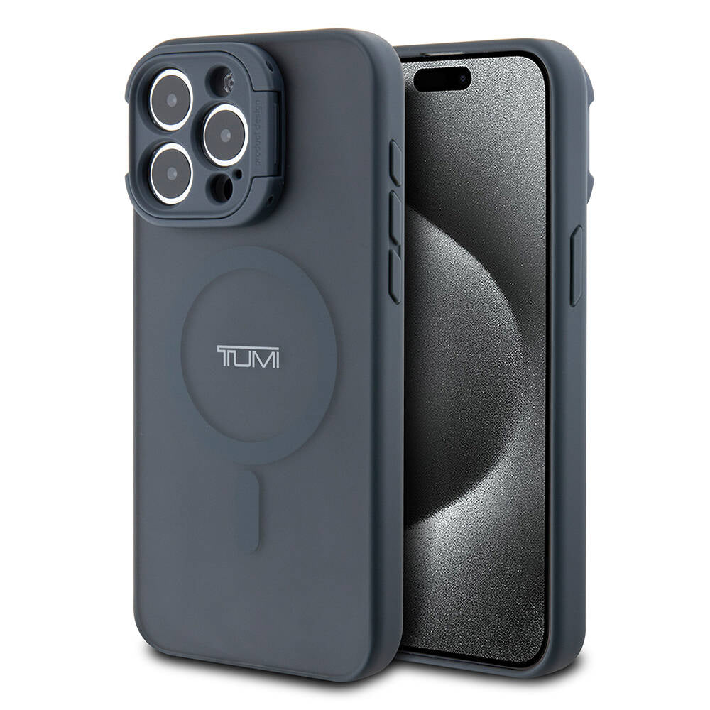 TUMI iPhone 15 Pro Max Orjinal Lisanslı M-safe Şarj Özellikli Kamera Standlı Buzlu Mat Kılıf