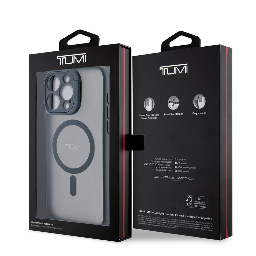 TUMI iPhone 15 Pro Max Orjinal Lisanslı M-safe Şarj Özellikli Kamera Standlı Buzlu Mat Kılıf