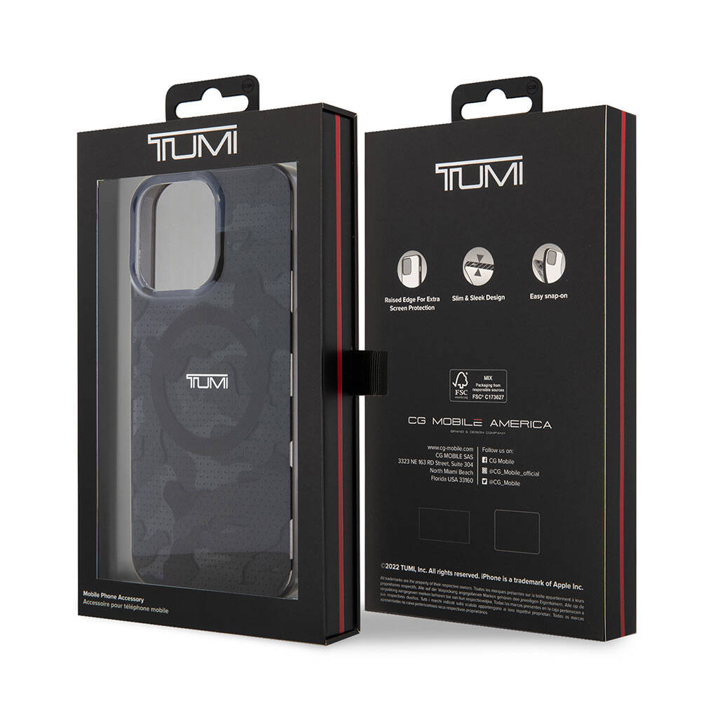TUMI iPhone 15 Pro Max Orjinal Lisanslı M-safe Şarj Özellikli PC TPU Çift Katmanlı Kamuflaj Desenli Kılıf
