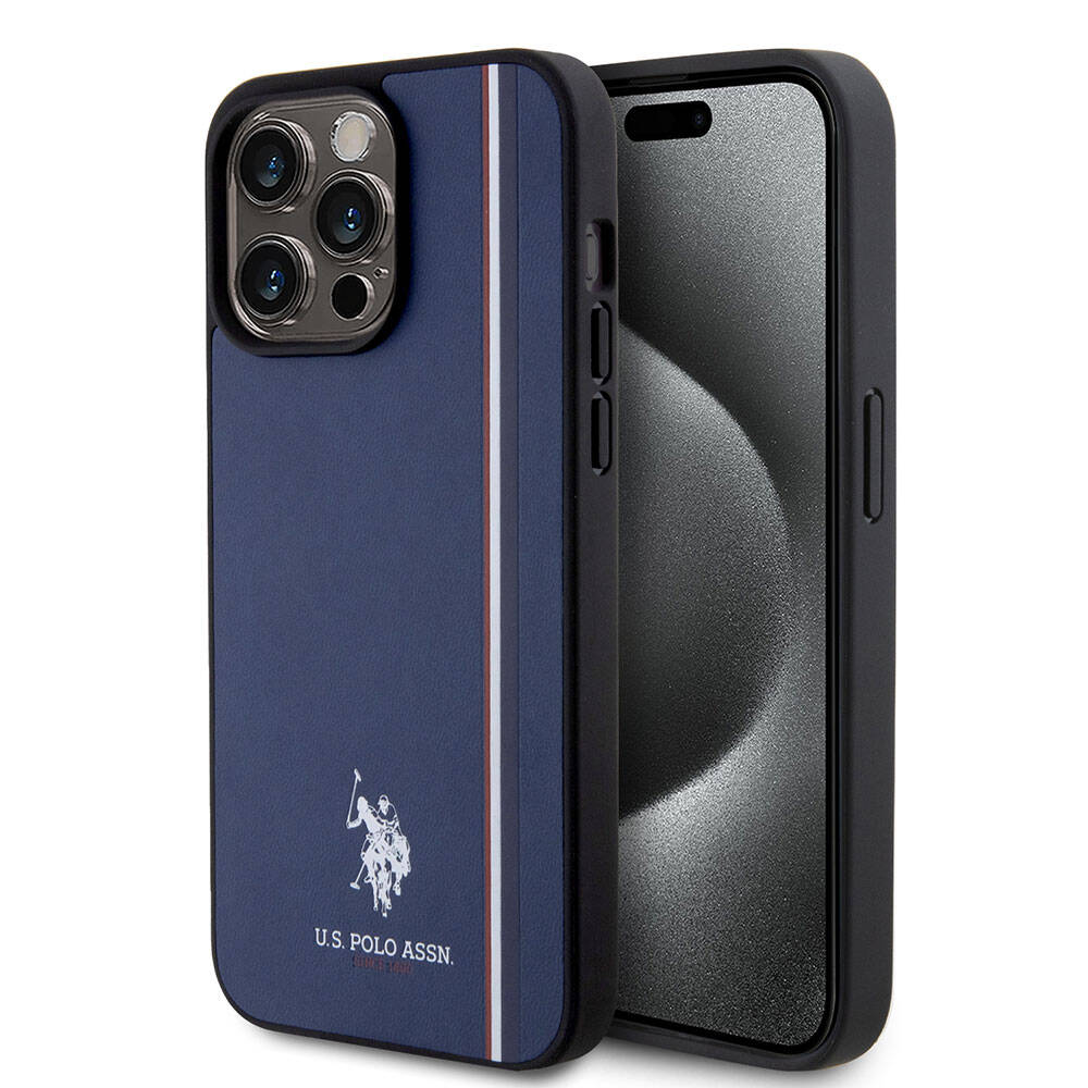 U.S. Polo Assn. iPhone 15 Pro Max Orjinal Lisanslı Üç Renk Şerit Tasarımlı Baskı Logolu Telefon Kılıfı - 1