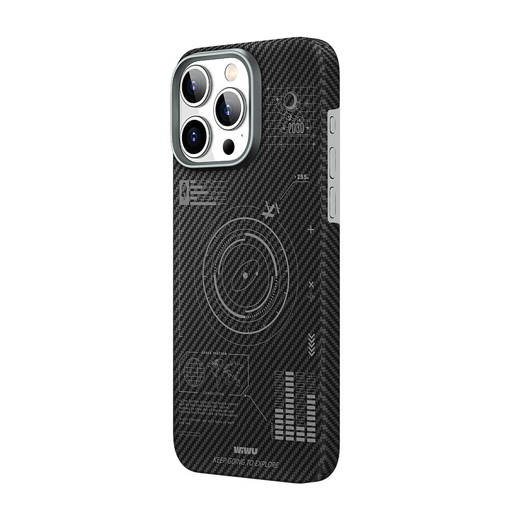 iPhone 15 Pro Max Kılıf Wiwu KJZ-017 Karbon Fiber 600D Explore Kevlar Telefon Kılıfı
