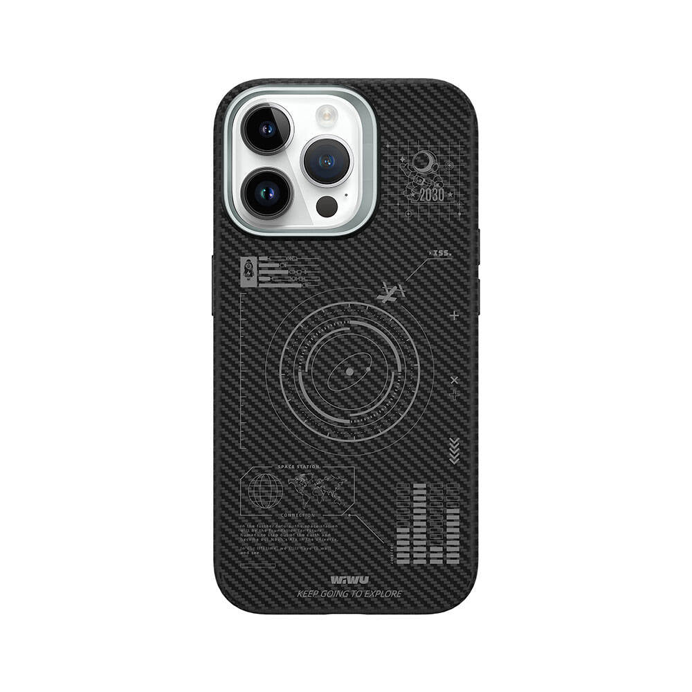 iPhone 15 Pro Max Kılıf Wiwu KJZ-017 Karbon Fiber 600D Explore Kevlar Telefon Kılıfı
