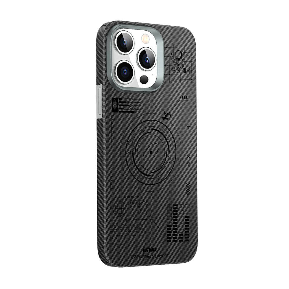 iPhone 15 Pro Max Kılıf Wiwu KJZ-017 Karbon Fiber 600D Explore Kevlar Telefon Kılıfı