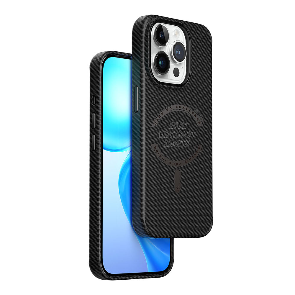 Wiwu LCC-107 iPhone 15 Pro Max Karbon Fiber M-safe Şarj Özellikli Kamera Korumalı Kabon Kılıf