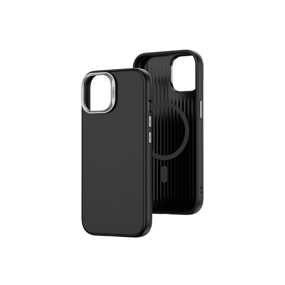 Wiwu SP-019 iPhone 15 Pro Max M-safe Şarj Özellikli Vegan Leather Deri Kılıf