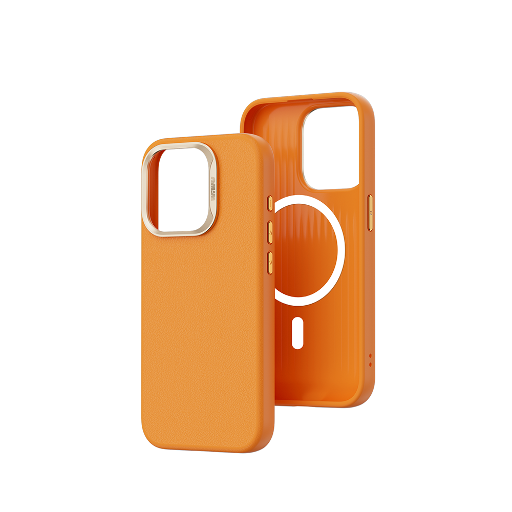 Wiwu SP-019 iPhone 15 Pro Max M-safe Şarj Özellikli Vegan Leather Deri Kılıf