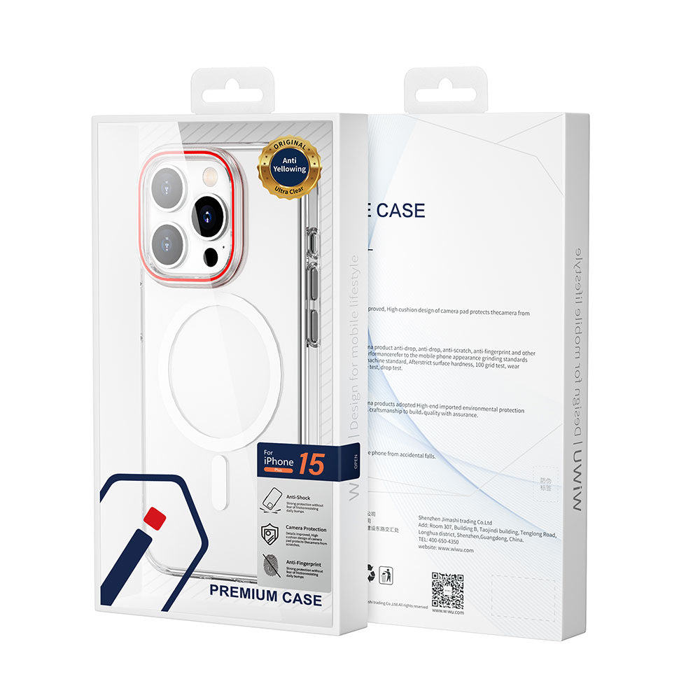 Wiwu ZYS-013 iPhone 15 Pro Max M-safe Şarj Özellikli Renkli Kamera Çerçeveli Şeffaf Jelly Kılıf