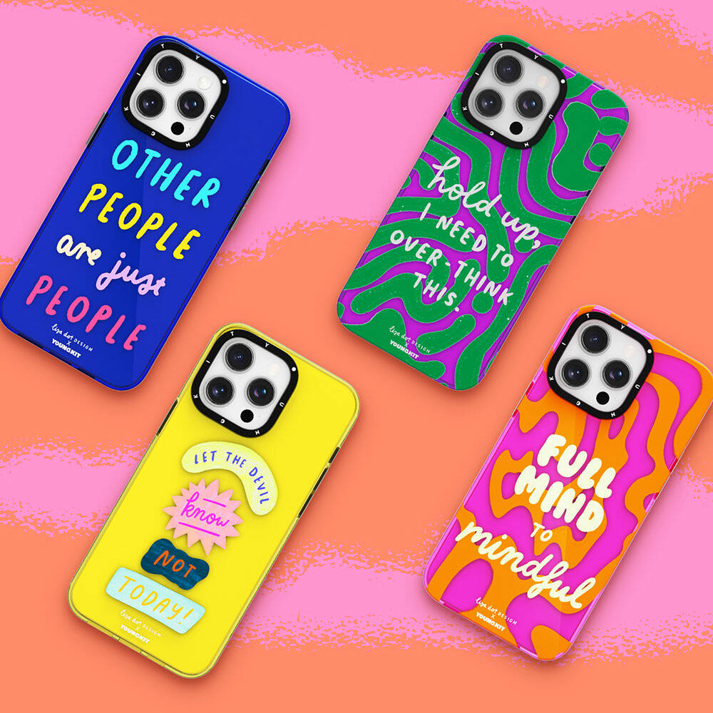 Youngkit Mindfulness Serisi iPhone 15 Pro Max Yazı Desenli Telefon Kılıfı