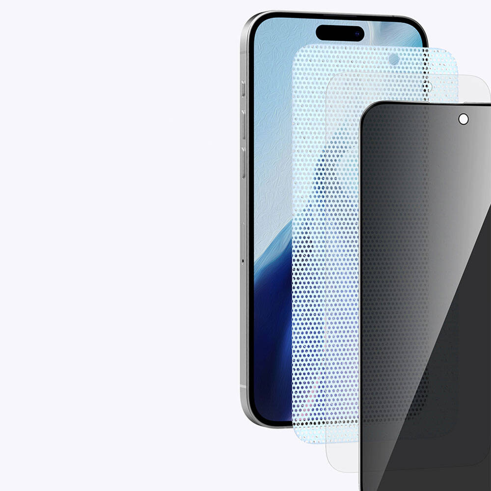 Recci RSP-A08SP iPhone 15 Pro Max 3D Privacy Shield Temperli Cam Ekran Koruyucu