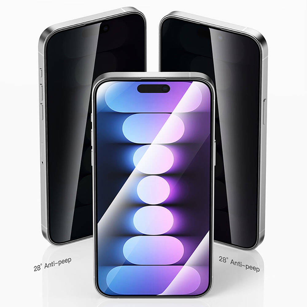 Recci RSP-A19AP iPhone 15 Pro Max Privacy Temperli Cam Ekran Koruyucu