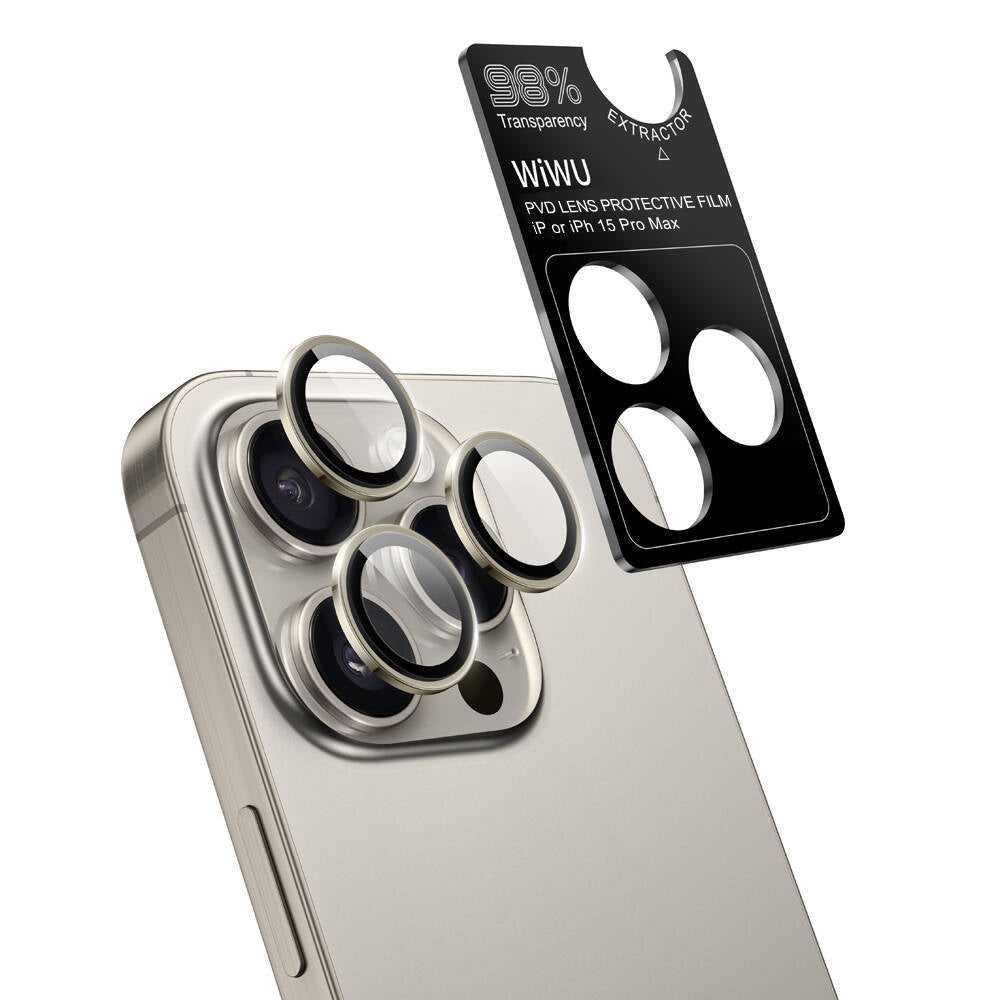 Wiwu LG-003 iPhone 15 Pro Max Lens Guard Çizilmeye Karşı Dayanıklı Safir Kamera Lens Koruyucu