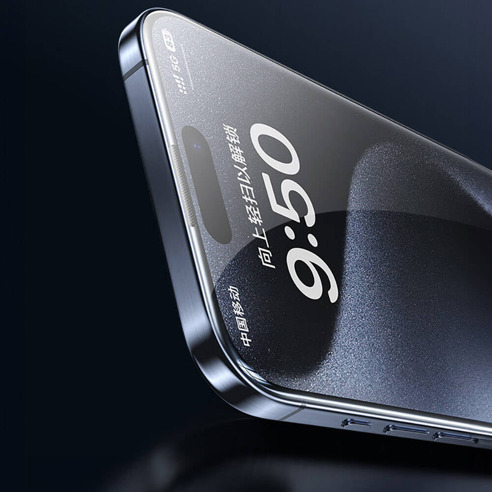 Wiwu SQ-008 iPhone 15 Pro Max Oleofobik Easy Install Darbeye Karşı Dayanıklı Temperli Cam Ekran Koruyucu + Kolay Uygulama Aparatlı