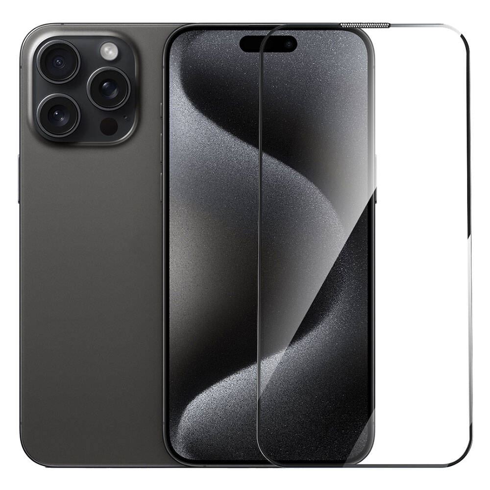 Wiwu GT-009 iPhone 15 Pro Polimer Oleofobik Kaplama Şeffaf Pürüzsüz Temperli Cam Ekran Koruyucu