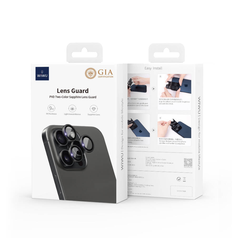 Wiwu LG-003 iPhone 15 Pro Lens Guard Çizilmeye Karşı Dayanıklı Safir Kamera Lens Koruyucu