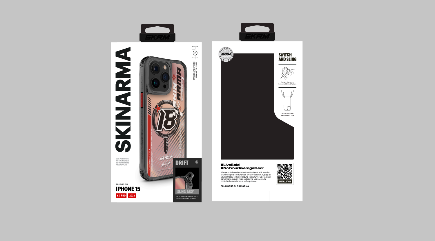 SkinArma iPhone 15 Pro Max M-safe Şarj Özellikli Sticker Yapıştırmalı Drift Kılıf