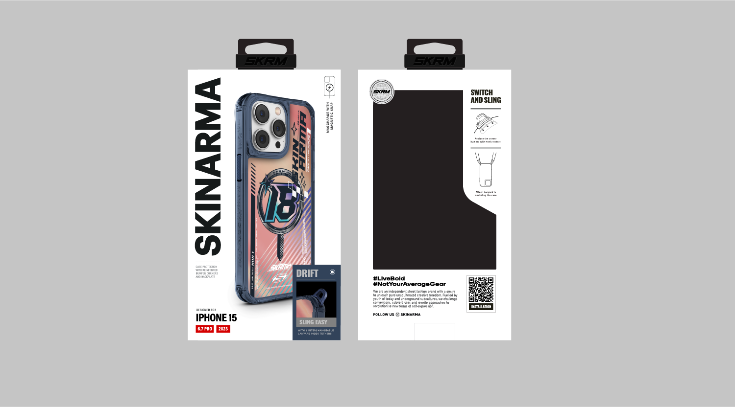 SkinArma iPhone 15 Pro Max M-safe Şarj Özellikli Sticker Yapıştırmalı Drift Kılıf
