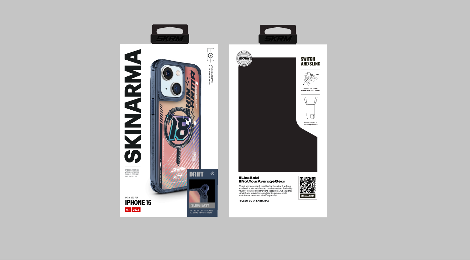 SkinArma iPhone 15 M-safe Şarj Özellikli Sticker Yapıştırmalı Drift Kılıf