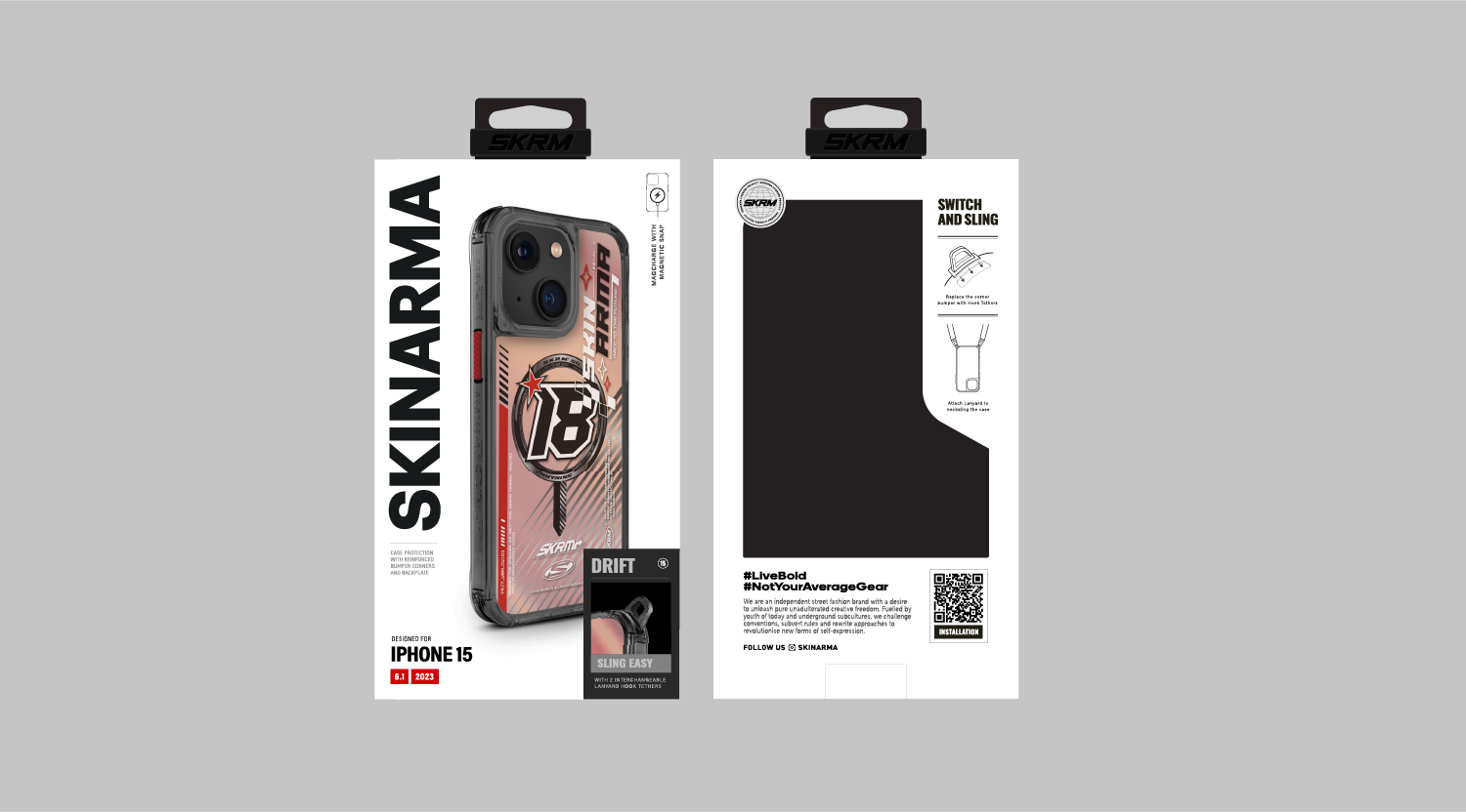 SkinArma iPhone 15 M-safe Şarj Özellikli Sticker Yapıştırmalı Drift Kılıf