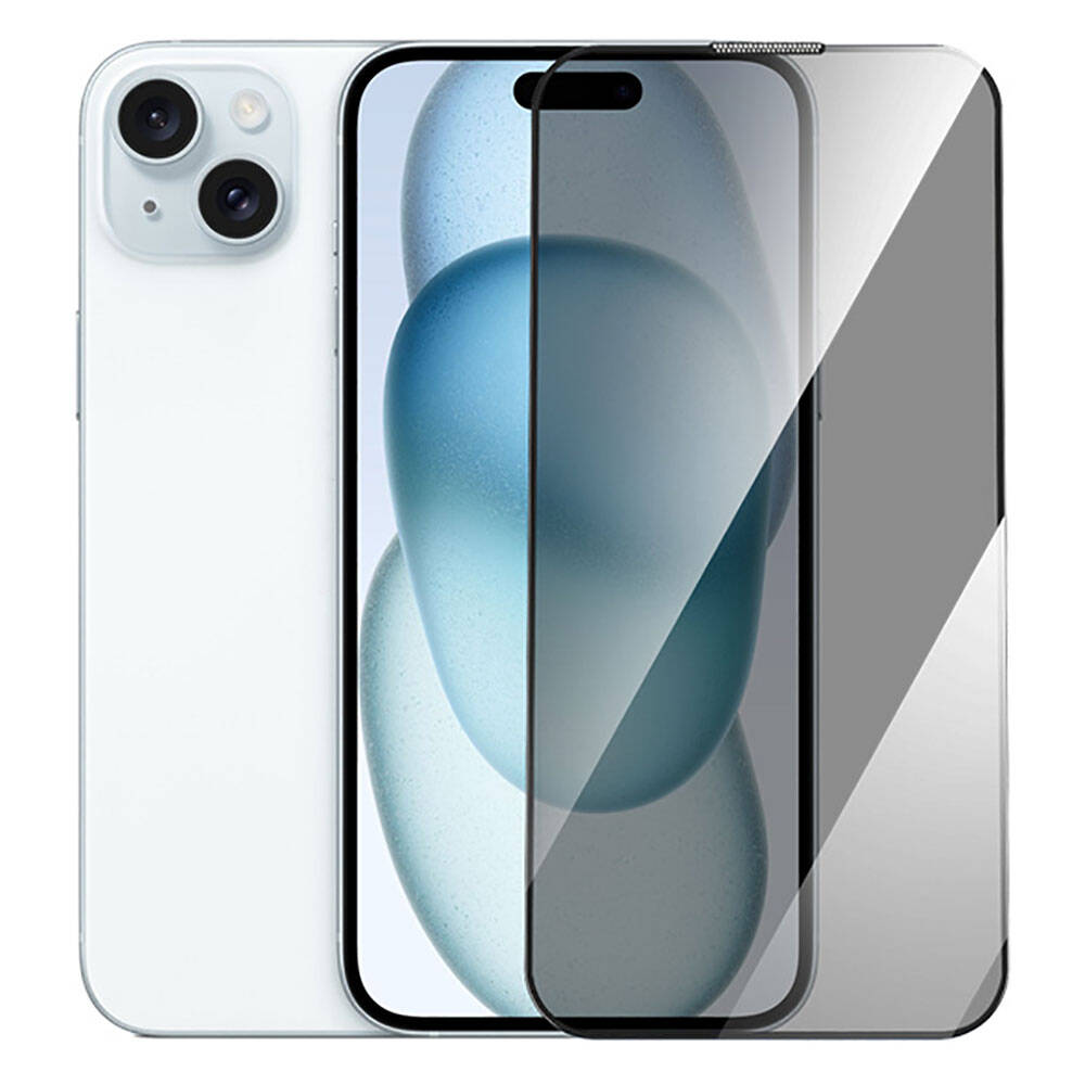 Wiwu GT-011 iPhone 15 Anti-Bakteriyel Özellikli Polimer Oleofobik Kaplama Temperli Privacy Cam Ekran Koruyucu