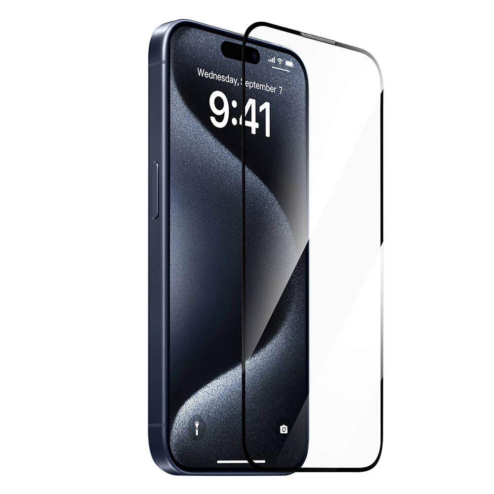 Wiwu SQ-008 iPhone 15 Oleofobik Easy Install Darbeye Karşı Dayanıklı Temperli Cam Ekran Koruyucu + Kolay Uygulama Aparatlı