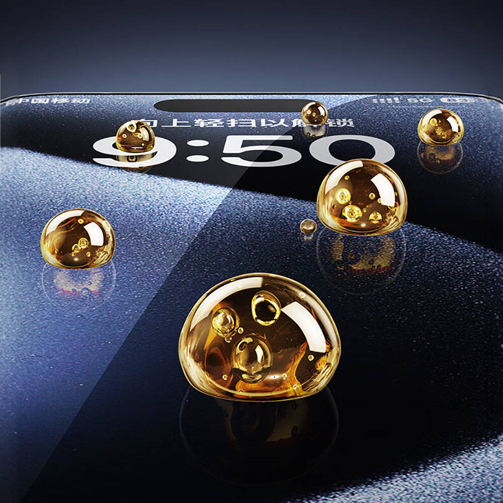 Wiwu SQ-008 iPhone 15 Oleofobik Easy Install Darbeye Karşı Dayanıklı Temperli Cam Ekran Koruyucu + Kolay Uygulama Aparatlı