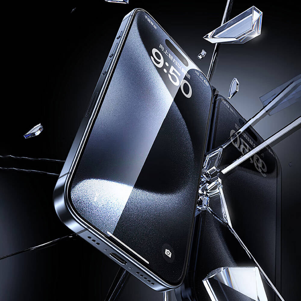 Wiwu SQ-008 iPhone 15 Oleofobik Easy Install Darbeye Karşı Dayanıklı Temperli Cam Ekran Koruyucu + Kolay Uygulama Aparatlı