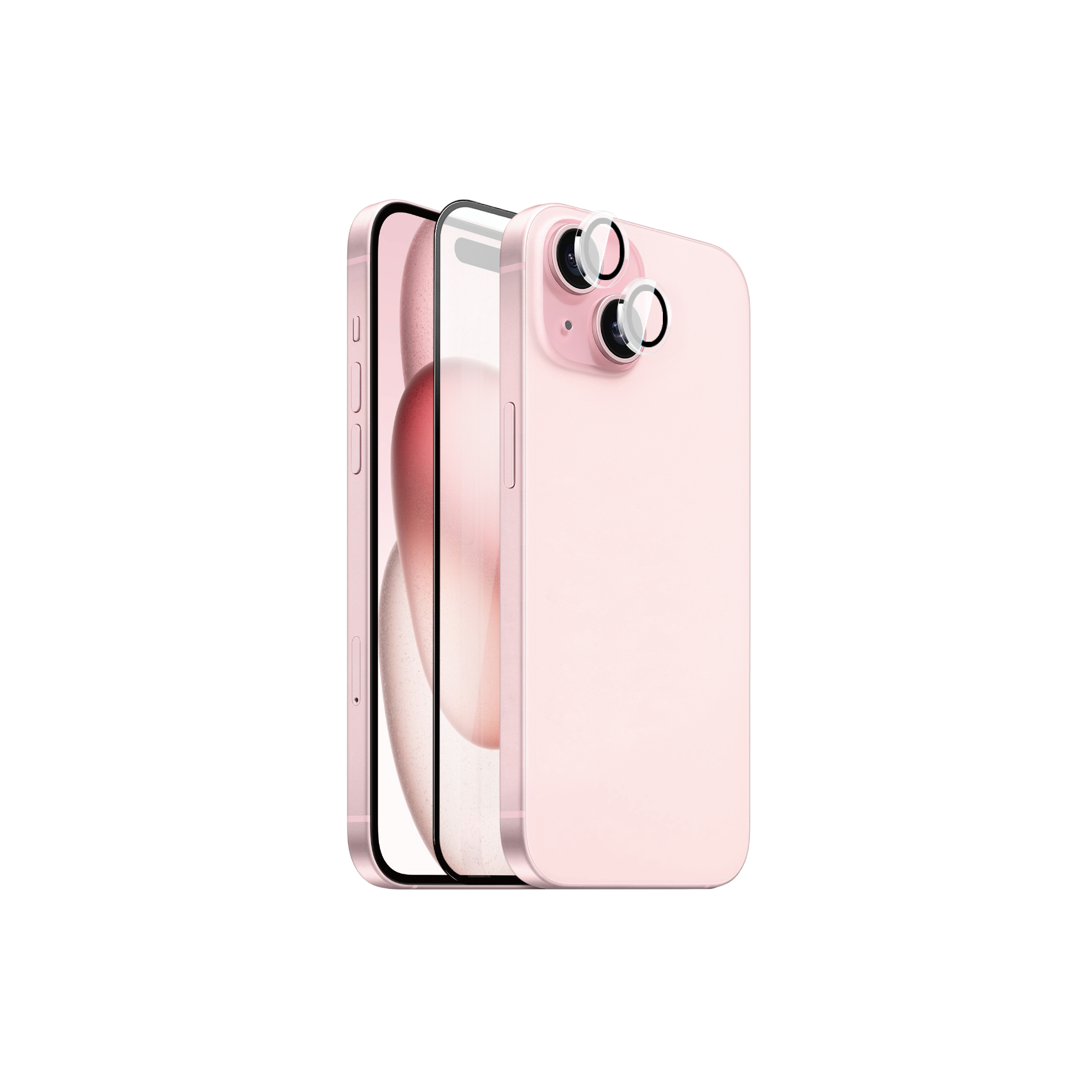 Wiwu Wi-IP002 iPhone 15 2in1 Temperli Cam Ahize Toz Önleyici Ekran Koruyucu ve Kamera Lens Koruyucu Set