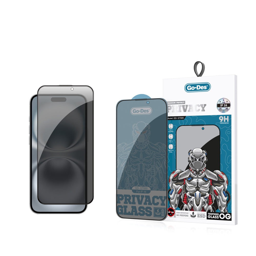 Go Des 9D iPhone 16 Full Cover Privacy Temperli Cam Ekran Koruyucu