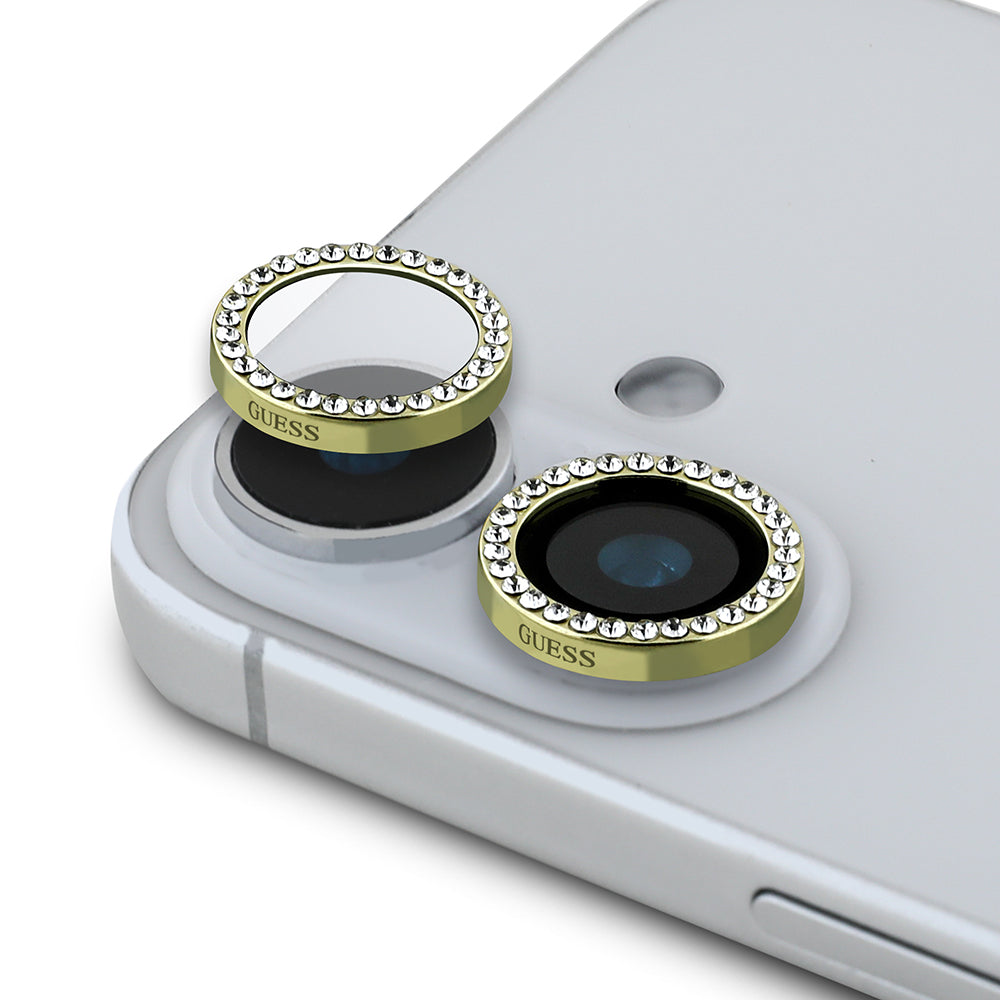 Guess iPhone 16 Orjinal Lisanslı Rhinestone Ekran Koruyucu + Lens Koruyucu 2in1 Aksesuar Seti