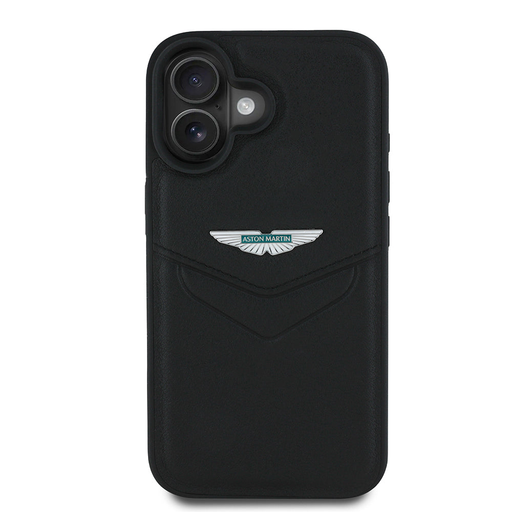 Apple iPhone 16 Aston Martin Orjinal Lisanslı Victory Dizayn PU Deri Metal Logolu Kılıf