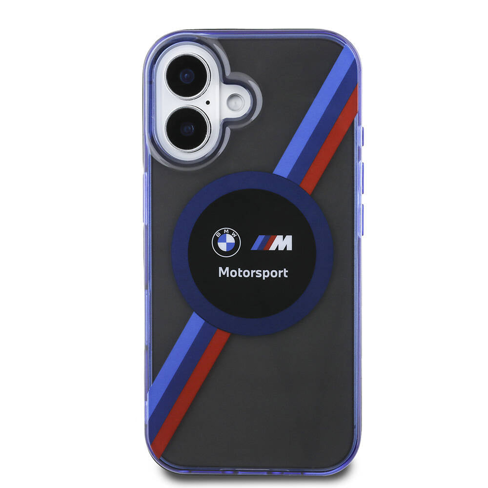 BMW iPhone 16 Orjinal Lisanslı M Logolu Üç Renk Çizgili Motorsport Circle Kılıf