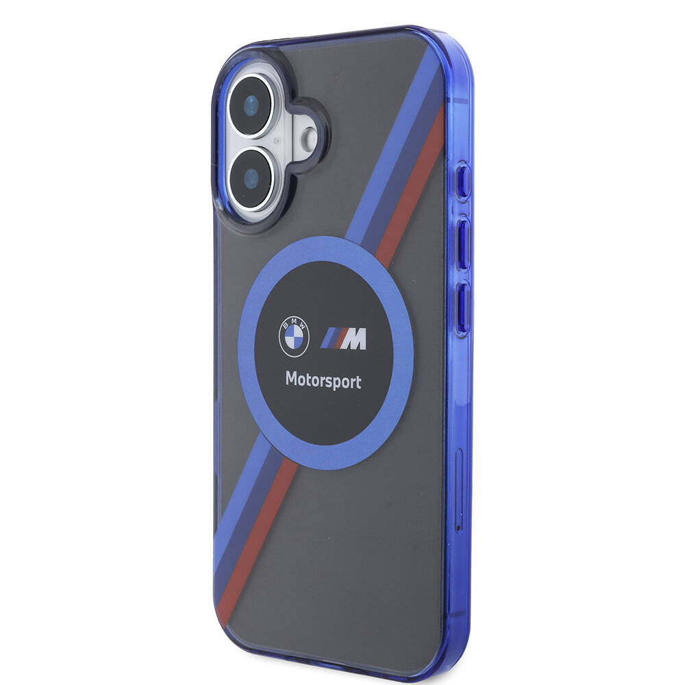 BMW iPhone 16 Orjinal Lisanslı M Logolu Üç Renk Çizgili Motorsport Circle Kılıf