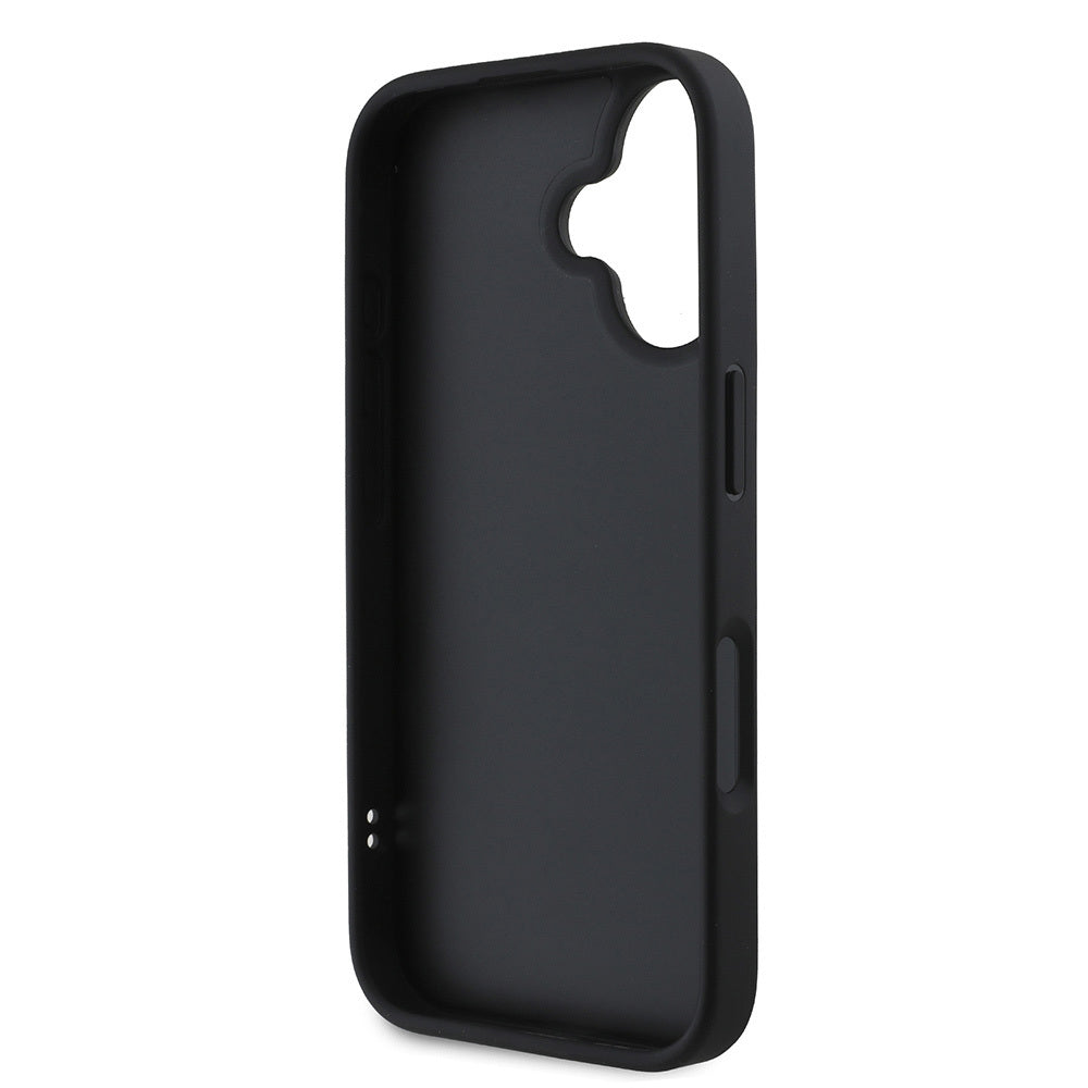 DKNY iPhone 16 Orjinal Lisanslı Kapitone Tasarımlı Metal Logolu Deri Kılıf