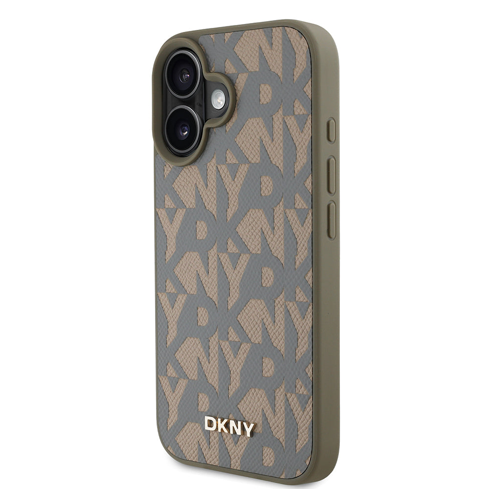 DKNY iPhone 16 Orjinal Lisanslı M-safe 3D Yazılı Grid Pattern Kılıf