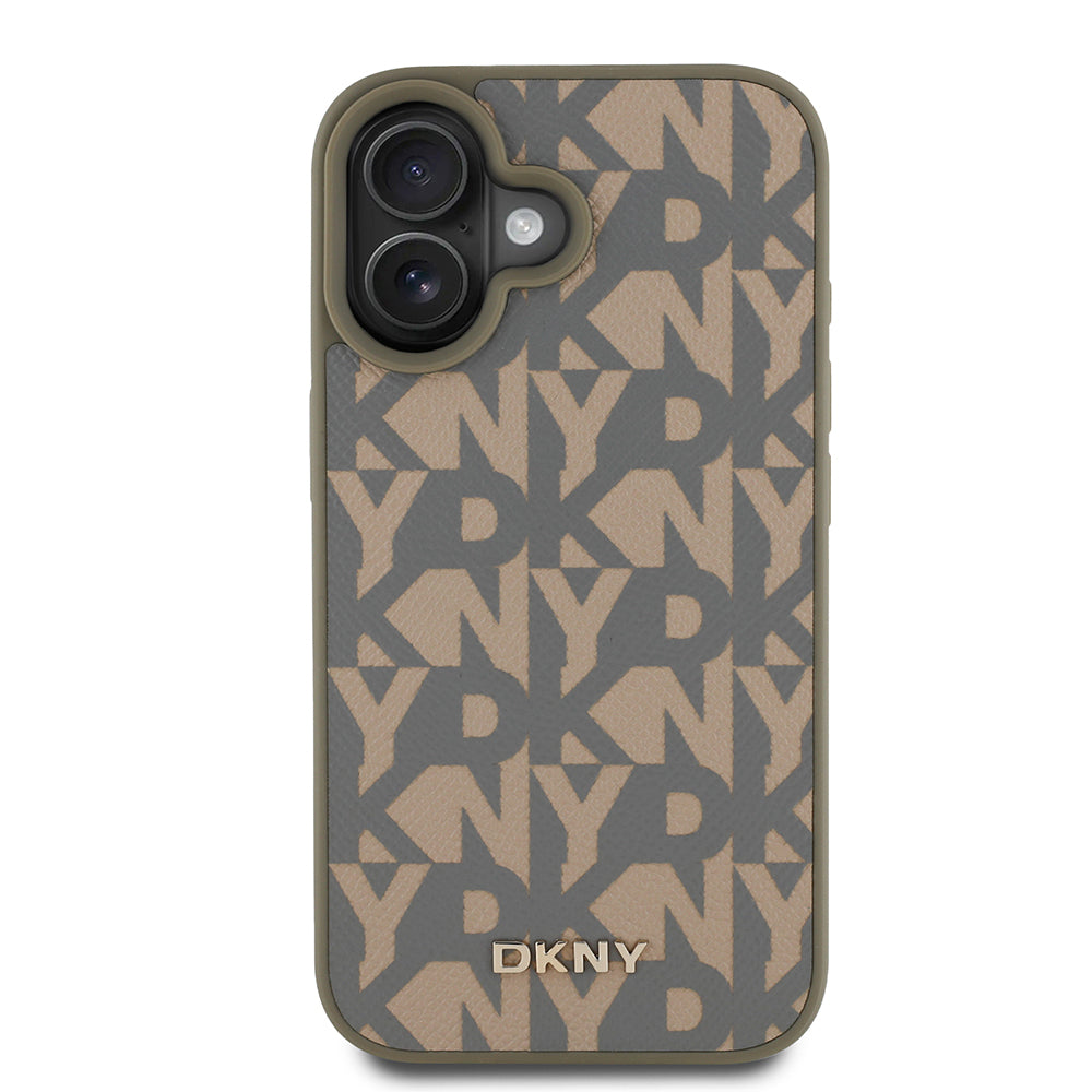 DKNY iPhone 16 Orjinal Lisanslı M-safe 3D Yazılı Grid Pattern Kılıf