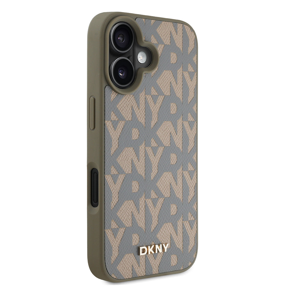 DKNY iPhone 16 Orjinal Lisanslı M-safe 3D Yazılı Grid Pattern Kılıf
