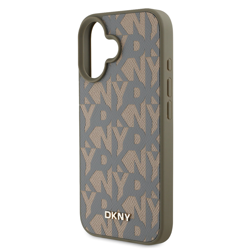 DKNY iPhone 16 Orjinal Lisanslı M-safe 3D Yazılı Grid Pattern Kılıf