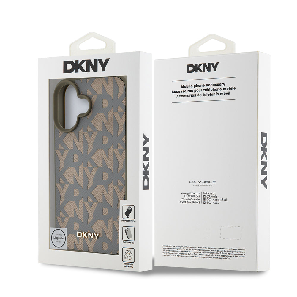 DKNY iPhone 16 Orjinal Lisanslı M-safe 3D Yazılı Grid Pattern Kılıf