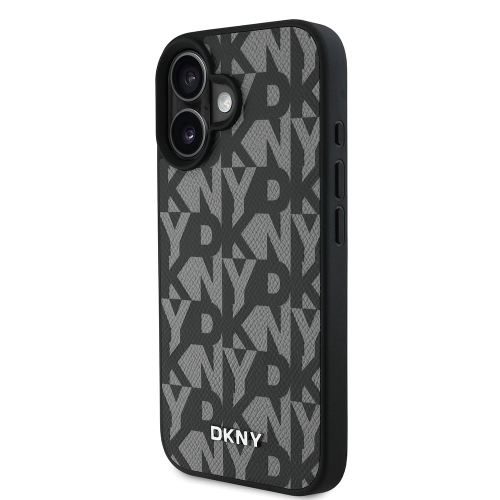 DKNY iPhone 16 Orjinal Lisanslı M-safe 3D Yazılı Grid Pattern Kılıf