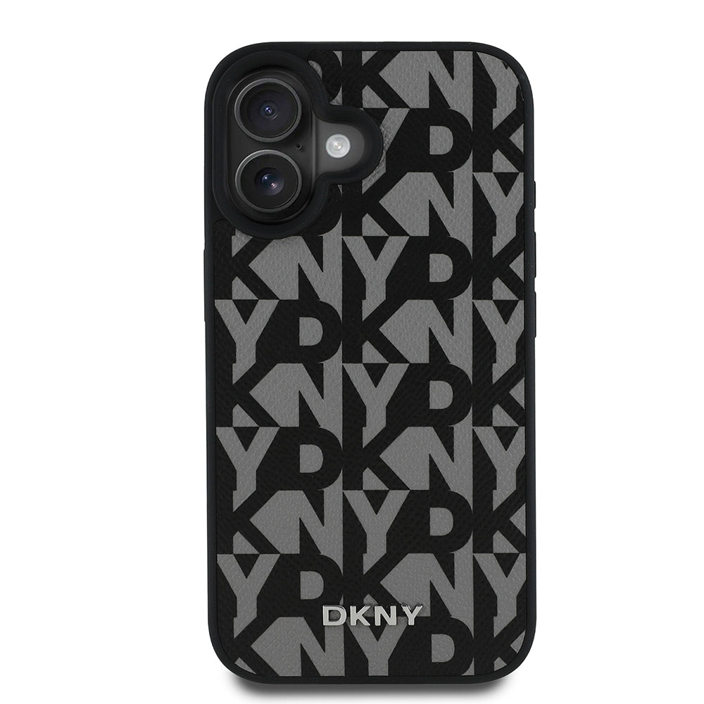 DKNY iPhone 16 Orjinal Lisanslı M-safe 3D Yazılı Grid Pattern Kılıf