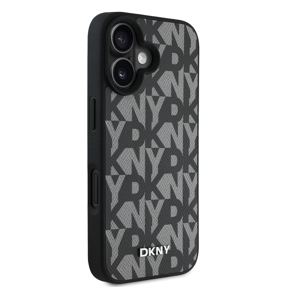 DKNY iPhone 16 Orjinal Lisanslı M-safe 3D Yazılı Grid Pattern Kılıf