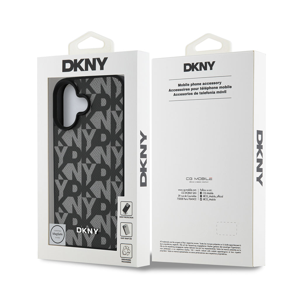 DKNY iPhone 16 Orjinal Lisanslı M-safe 3D Yazılı Grid Pattern Kılıf