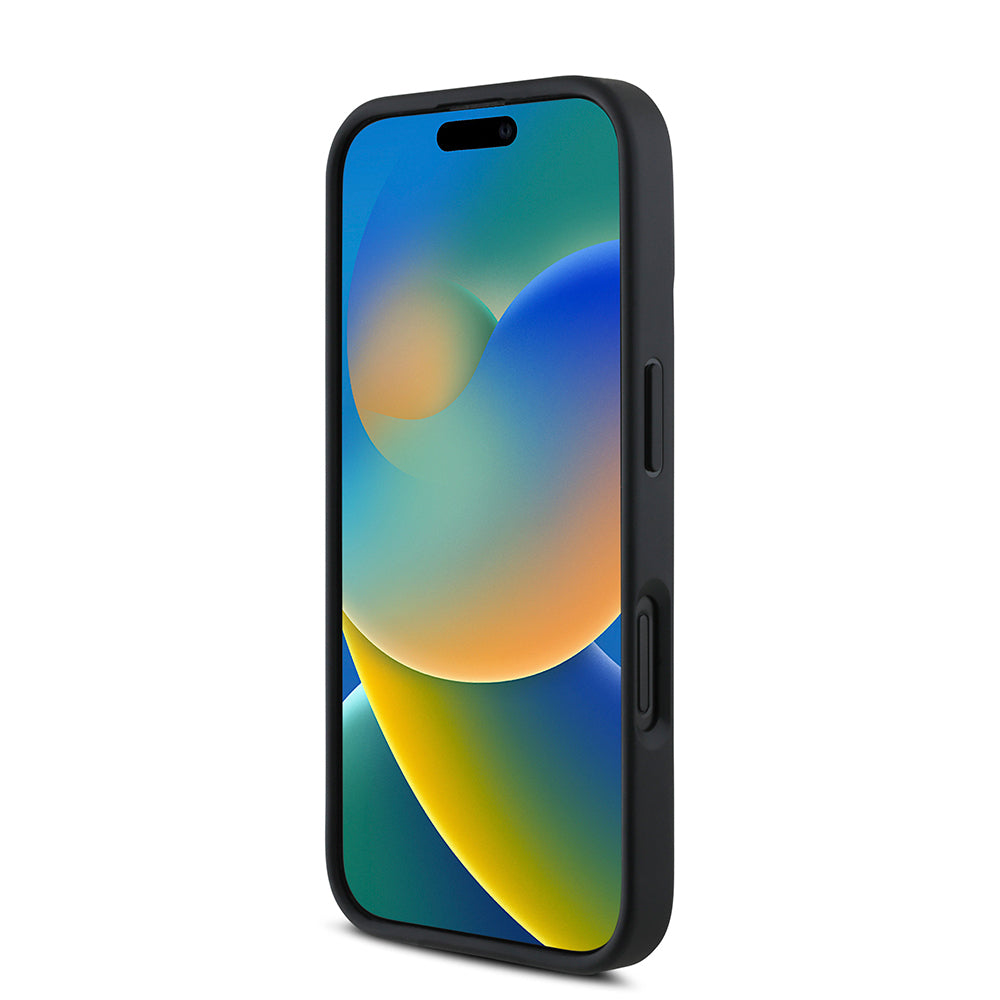 DKNY iPhone 16 Orjinal Lisanslı M-safe Şarj Özellikli Metal Logolu PU Deri Grained Kılıf