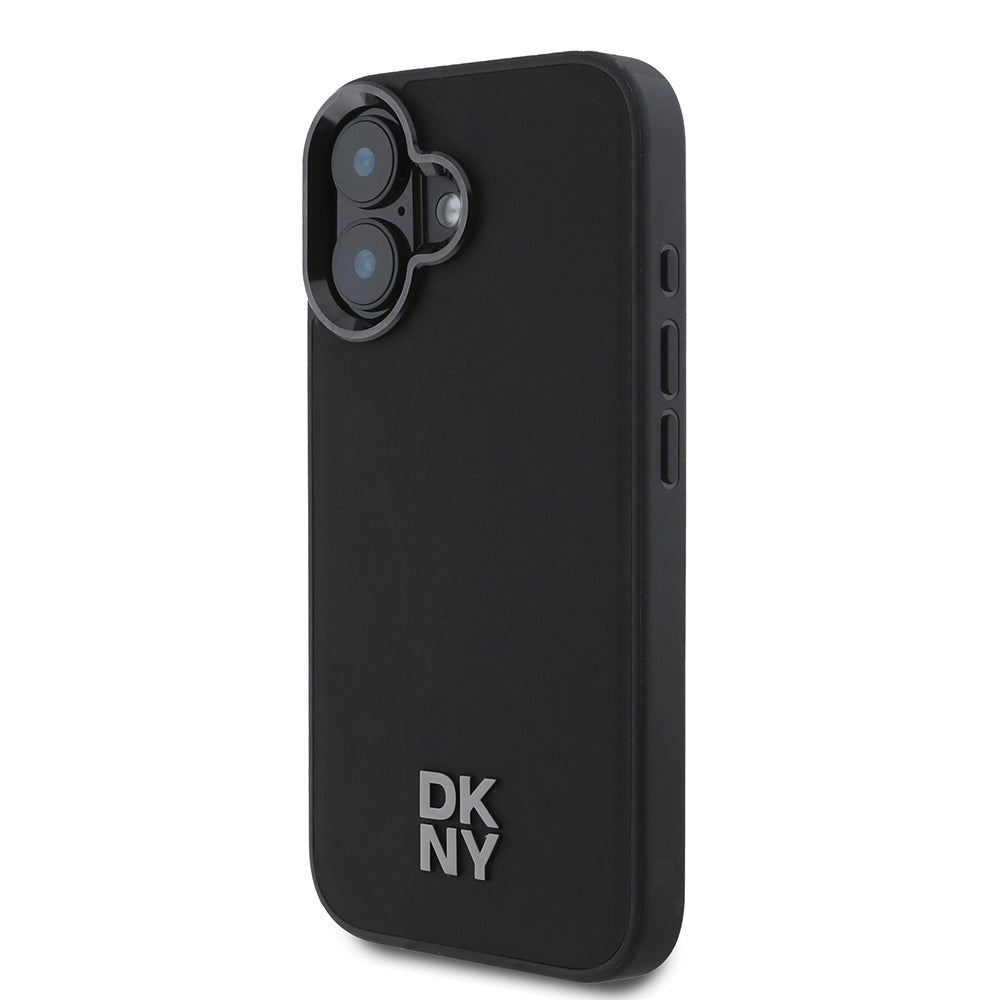 DKNY iPhone 16 Orjinal Lisanslı M-safe Şarj Özellikli Metal Logolu PU Deri Plain Kılıf