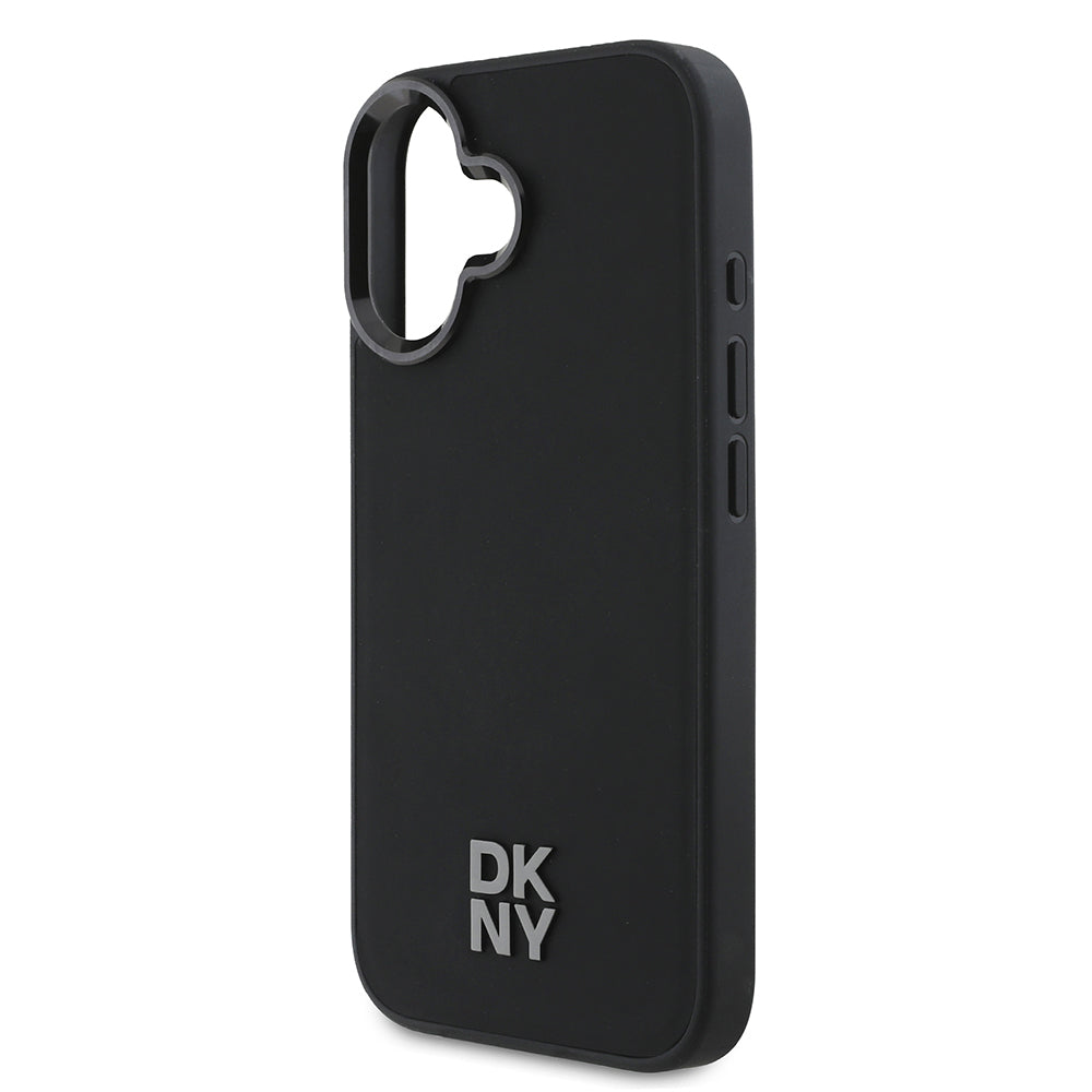 DKNY iPhone 16 Orjinal Lisanslı M-safe Şarj Özellikli Metal Logolu PU Deri Plain Kılıf