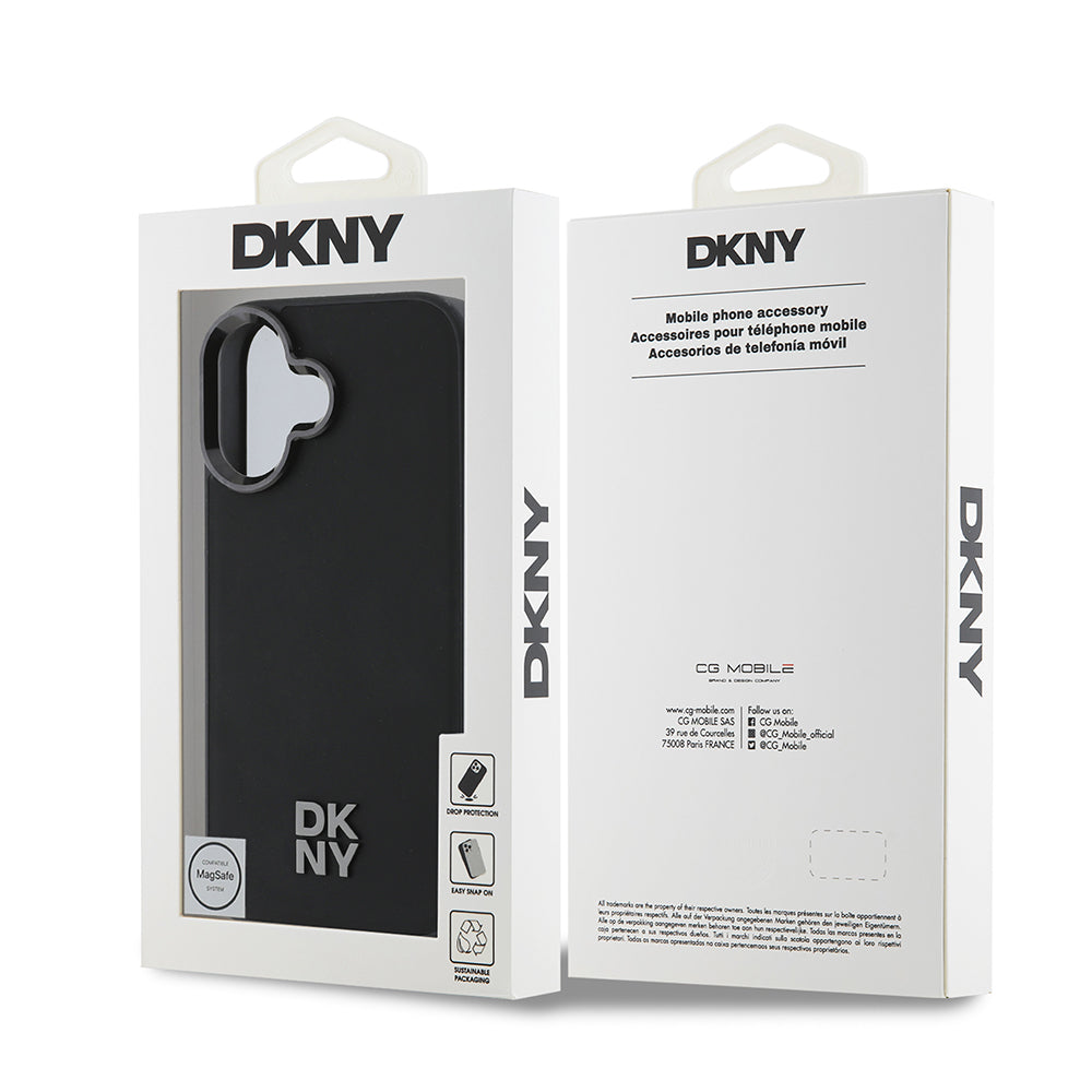 DKNY iPhone 16 Orjinal Lisanslı M-safe Şarj Özellikli Metal Logolu PU Deri Plain Kılıf